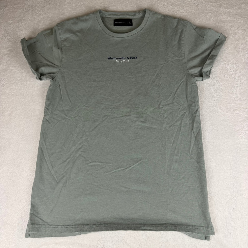 Abercrombie & Fitch New York Embroidered Mens Medium Graphic T-Shirt Sage Green